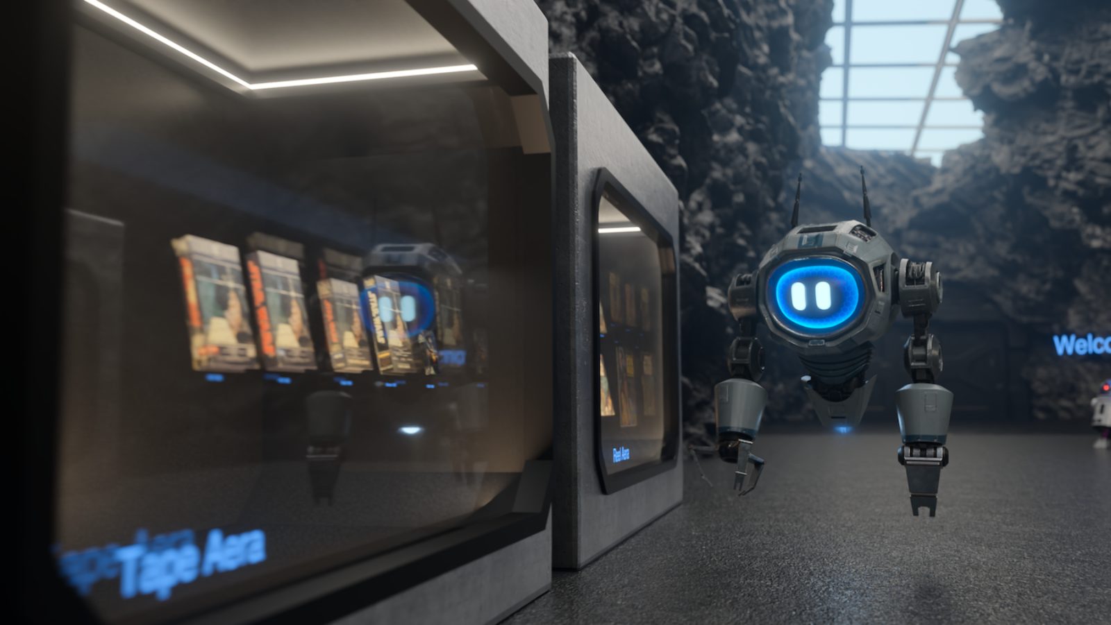 The instructor droid in the archive's Tape Area